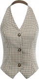 Womens Vintage Waistcoat Vest Halter Neck Button Down Dressy Vests