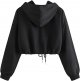 Women's Casual Full Zip Crop Top Hoodie Sweatshirt Jacket