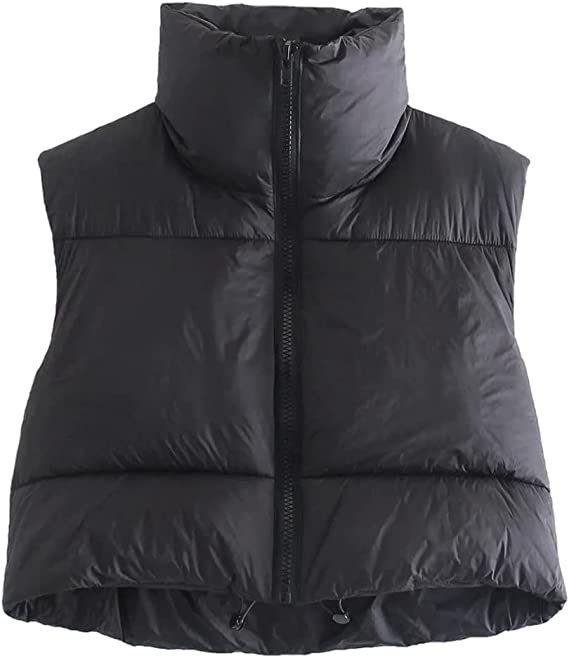 Women's Winter Umbilical Tank Top Lightweight Sleeveless Warm Coat with Padded Vest